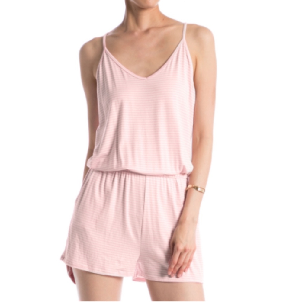 Light Pink Striped Comfy Soft Romper